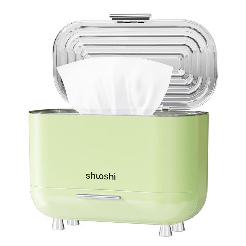 

Cream Wind Desktop Tissue Storage Box, Double-layer Dust Cover with Spring Pumping Carton, Entrance Key Storage