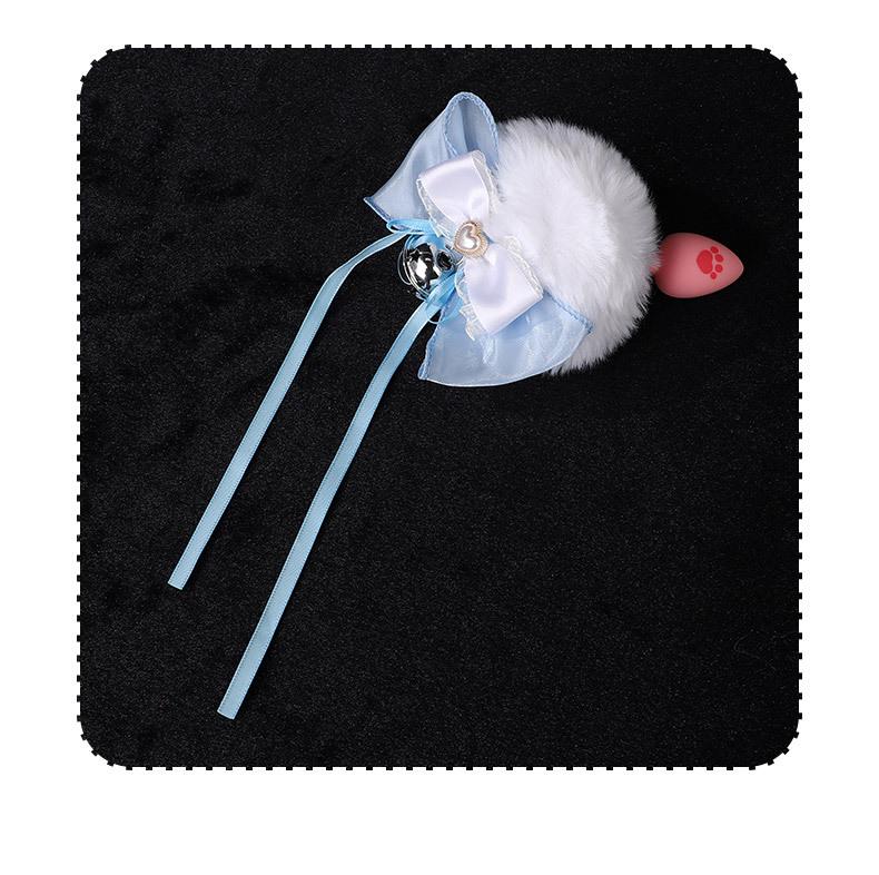 Silicone Rabbit Tail Butt Plug with Bowknot – Cute SM Erotic Toy for Adults