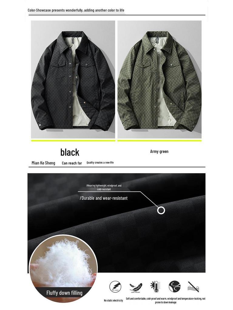 Herren Schwarze Lässige Revers Daunenjacke - Winter Kältebeständig, Warm, Lockere Passform