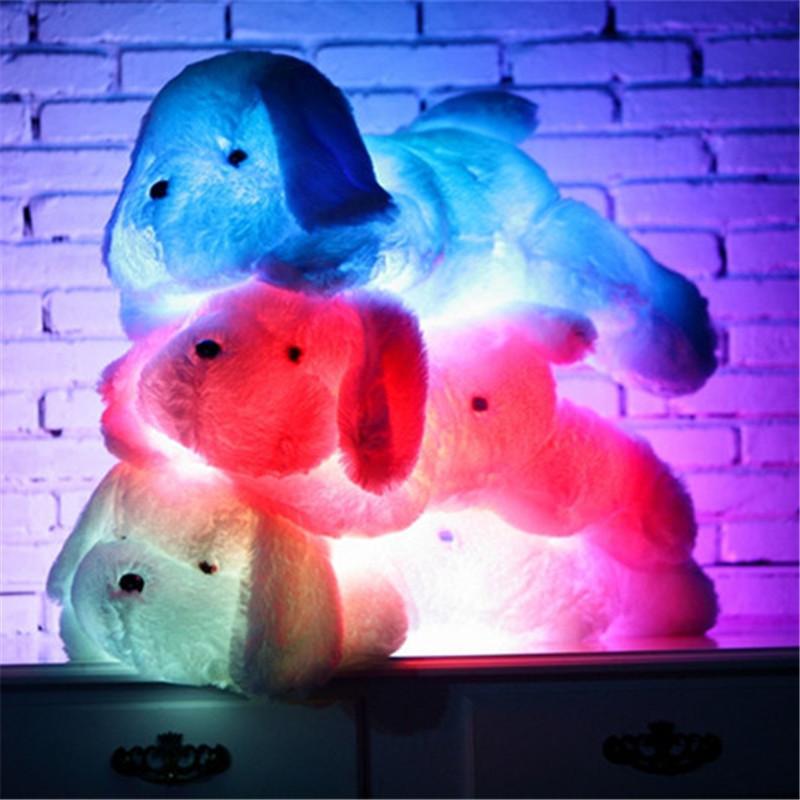Kawaii Yaratıcı Gece Lambası LED Sevimli Köpek Peluş Oyuncak ve Peluş Oyuncaklar Bebek Çocuklar Çocuk Arkadaş İçin En İyi Doğum Günü Noel Hediyesi