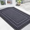 Front Door Mat Indoor Outdoor Entrance, Non-Slip Natural Rubber Doormats, Easy Clean Low Profile Dirt Trapper for Garage Patio