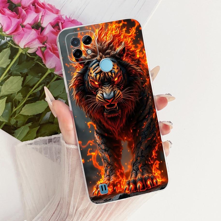 For Realme C21 C21Y Case RMX3201 RMX3261 RMX3263 Cover Cool Dragon Lion Soft Silicone Bumper For Realme C25Y RMX3269 C 21 Fundas