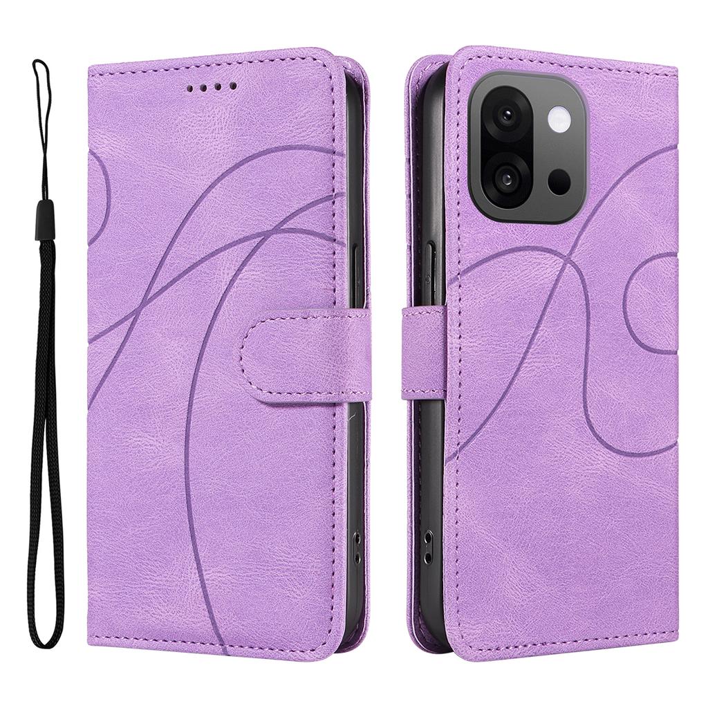 For OnePlus 13T 5G Wallet Case Leather Phone Cover Stand with Curved Line Design