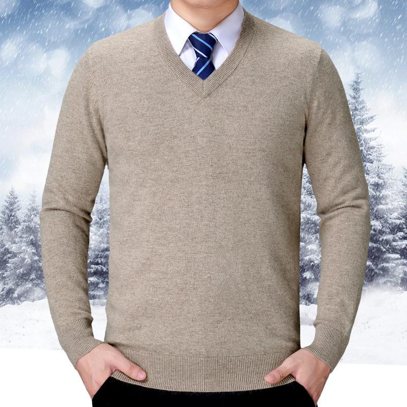 Men's Winter V-Neck Knit Sweater for Casual or Business Wear