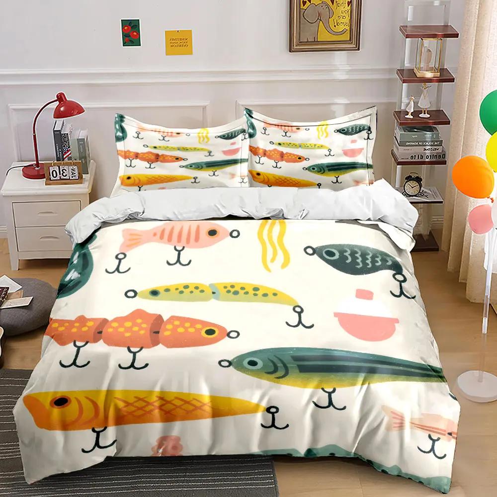 """Fischköder-Set für Angler" Weiches, bequemes Bettwäsche-Set mit Bettbezug, inklusive 1*Bettbezug & 2*Kissenbezügen, Geschenk"""