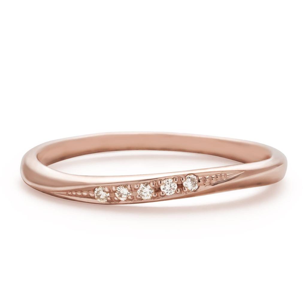 LEGAN Pink Gold Diamond Size K10PG Natural Diamond Wedding Made in Japan Ring, 15, Band, Women's,