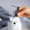 Bicuzat Ceramic White Owl Shaped Soap Dispenser with Plastic Pump, Body Lotion Soap Bottle, Hand Soap Dispenser for Bathroom Kitchen Countertop
