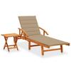 Day and Night - Day and Night Garden Lounger with Table and Cushion In Solid Acacia Wood