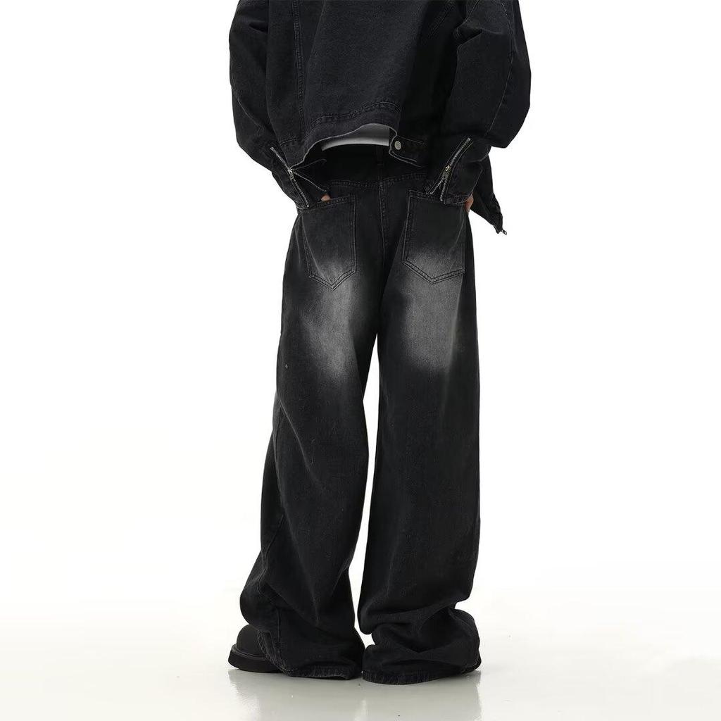 Retro Jeans Men'S Autumn New Style Explosive Street Hooligan Handsome Casual Pants For Teenagers Loose Straight Leg Wide Leg Men'S Pants