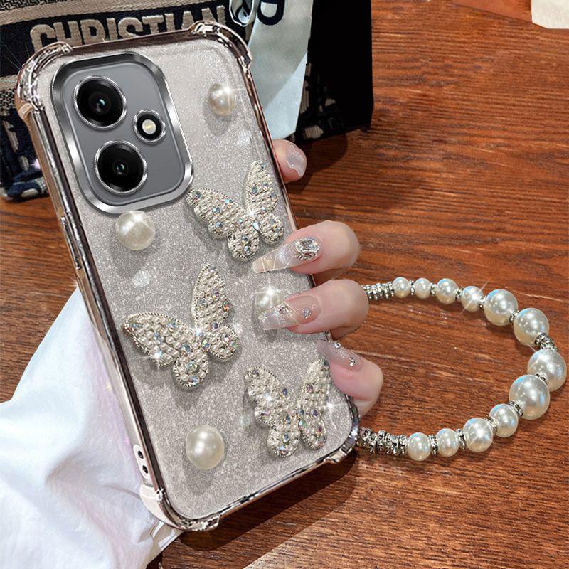 

Honor400 Роскошный жемчужный браслет-бабочка Противоударный чехол с гальваническим покрытием для Honor 400 200 Pro 200 300 100 90 80 70 60 50 SE Чехол For Honor 50 SE