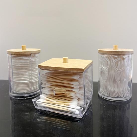 Cotton Swab Storage Box Transparent with Lid Dustproof Square Thickened Large Capacity Lightweight Space-saving Home Dorm Cotton Swab Dental