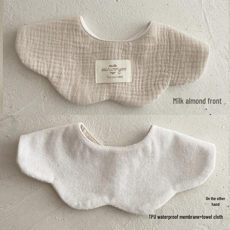 Pure Cotton Korean-Style Baby Drool Bib - Lightweight, Absorbent, Anti-Spit Up, Petal Design