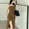 Sexy Spice Girl Irregular Suspender Dress Women's Summer Design Sense Slim and Skinny Split Hip Wrap Skirt