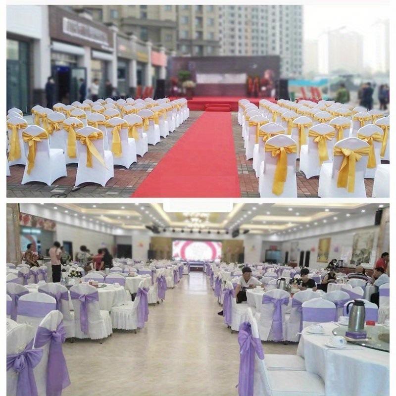 10 Pcs Wedding Banquet Chair Back Ribbon Bows Satin Sash Decorations For Dining Room Party Event Chair Covers