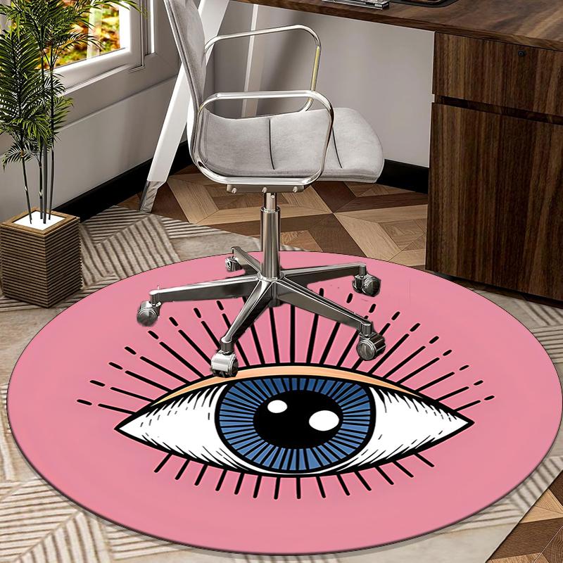 Turkish Evil Eye Round Carpet Chair Cushion Round Entryway Rug, Soft Round Rugs for Living Room, Bedroom, Circle Carpet Decor Gifts