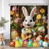 Funny Easter Shower Curtains Cute Bunny Pink Farm Truck Dogs Watercolour Floral Rabbit Eggs Bathroom Curtain Decor With Hooks