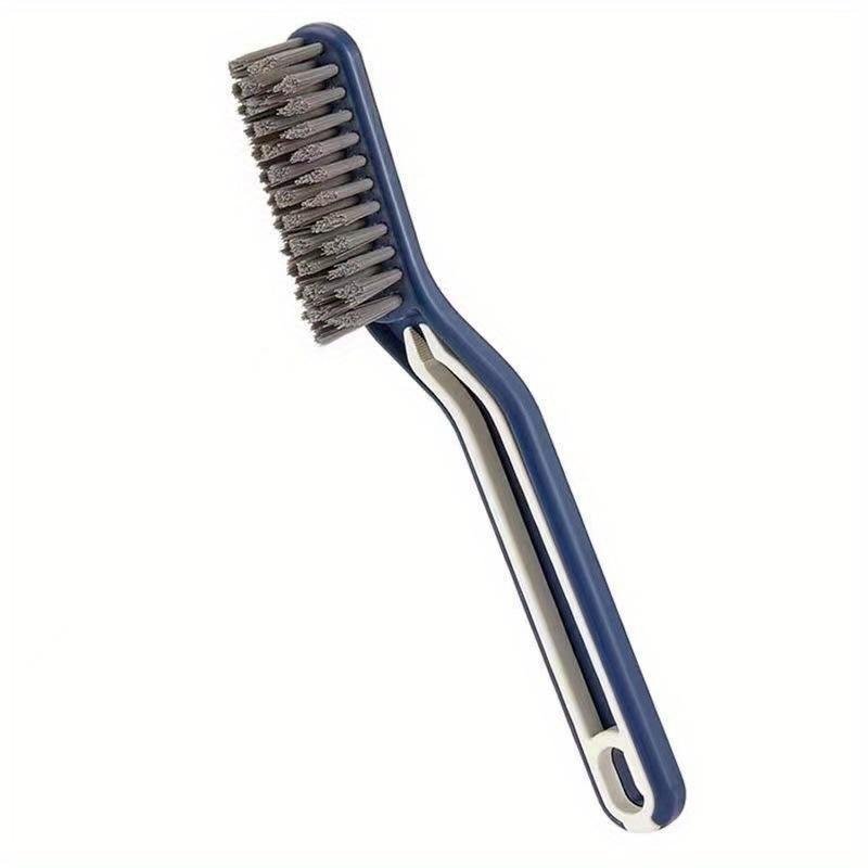 

Щетка для чистки волос с зажимом 2 в 1, щетка для чистки щелей на плитке в ванной комнате, щетка с жесткой щетиной, инструмент для чистки щелей на окнах синий