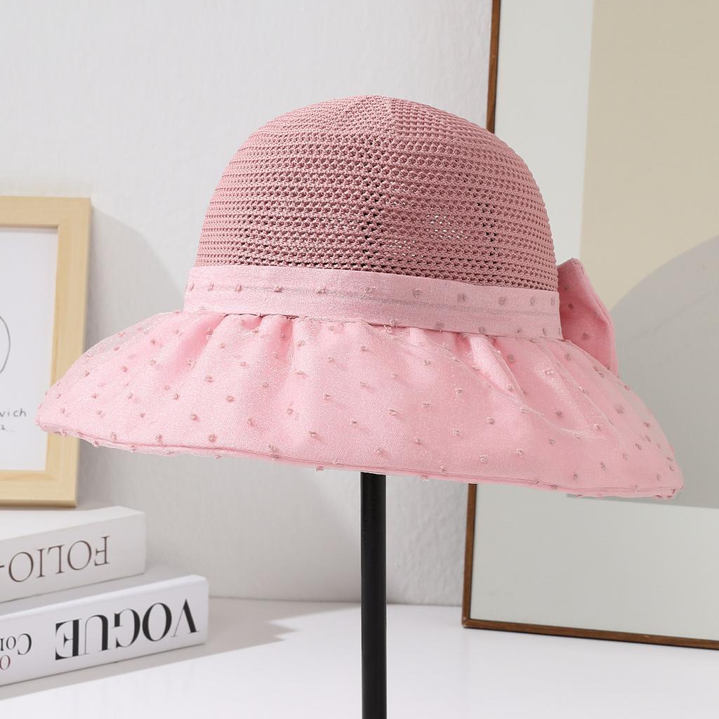 Summer new hat women's outdoor sun hat polka dot seersucker sun hat face bucket hat foldable