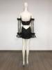 Plush Sequin Off-Shoulder Sexy Set: Long-Sleeve Top & Hip-Hugging Mini Skirt