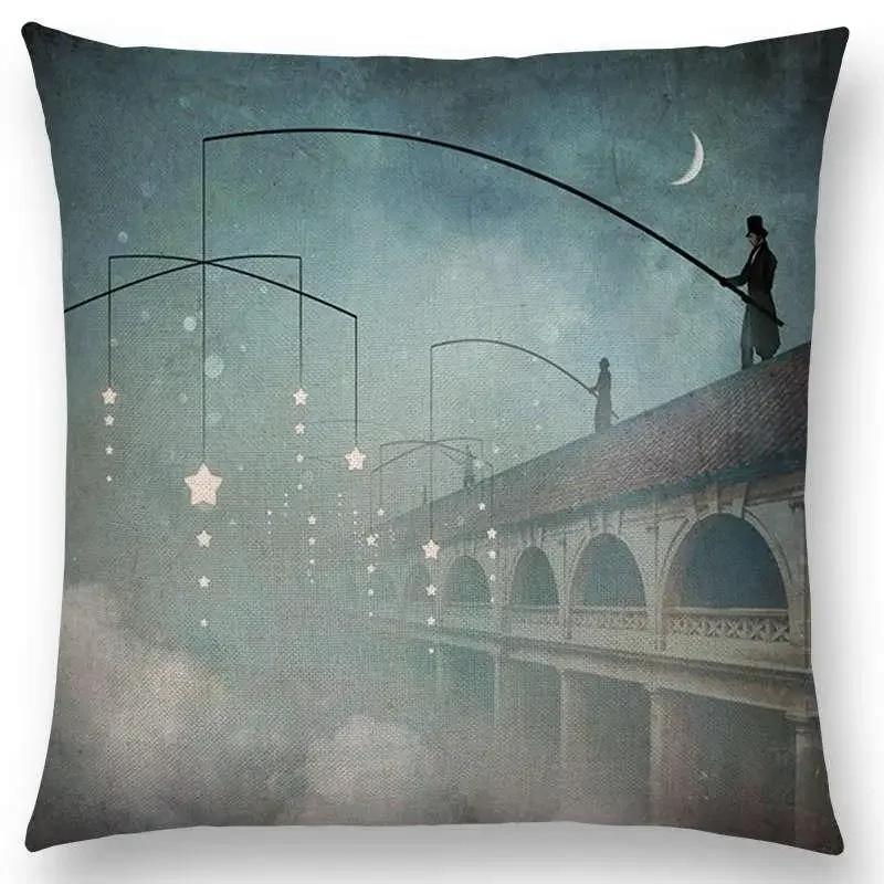 New Elegant Lady Lovely Girl Shakespeare Fantasy Painting Moon Night Swan Dream Trees Cushion Cover Sofa Throw Pillow Case
