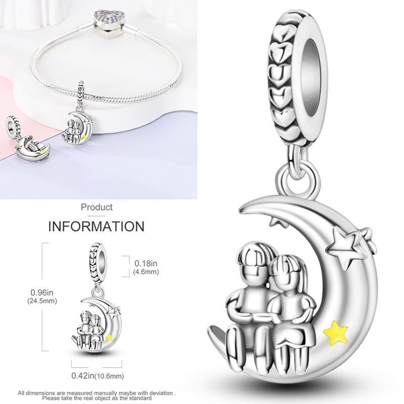 Charms Bead Copper Starlit Sky Moon Sun Earth Universe Charm Fit Bangle Bracelet Necklace Diy Jewelry