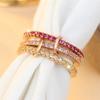 Luxuriöses Damen-Verlobungsring-Set mit weißen und roten Zirkonsteinen, Vintage-Goldfarbe, Braut-Eheringe, Party-Schmuck für Frauen