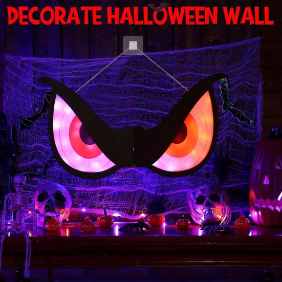 Halloween Eye Light Decoration Large Glowing Wooden LED Eye Light for Halloween Bush Yard Home Wall Window Tree Decor