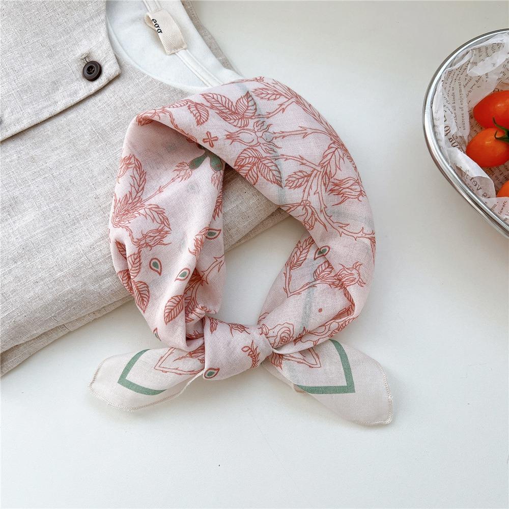 Floral Cotton Linen Print Scarves Cashew Square Handkerchief Simple Small Square Scarf  Outdoor