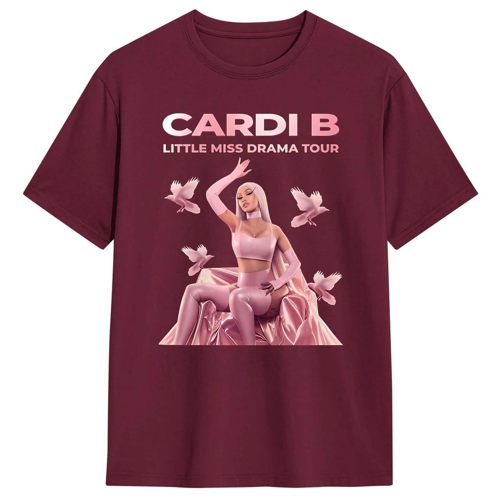 Cardi B Little Miss Drama Tour 2026 T Shirt Harajuku TShirts Short Sleeve Funny Tops Summer Pure Cotton Plus Size Tees