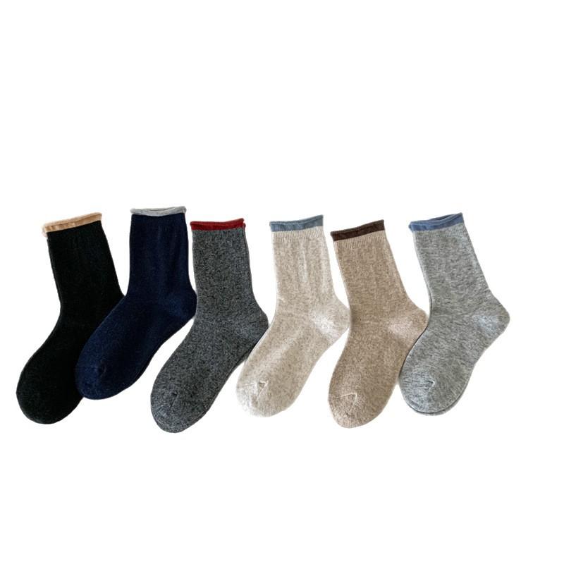 Rolled-up and Color-blocking Socks for Autumn and Winter, Soft and Warm Wool Socks, Easy To Wear and Versatile Socks for Women