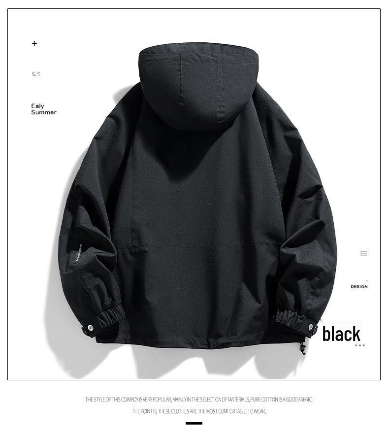 2024 Unisex Spring/Autumn Hooded Jacket - Loose Fit, Mountain-Inspired Windbreaker, Couple Style