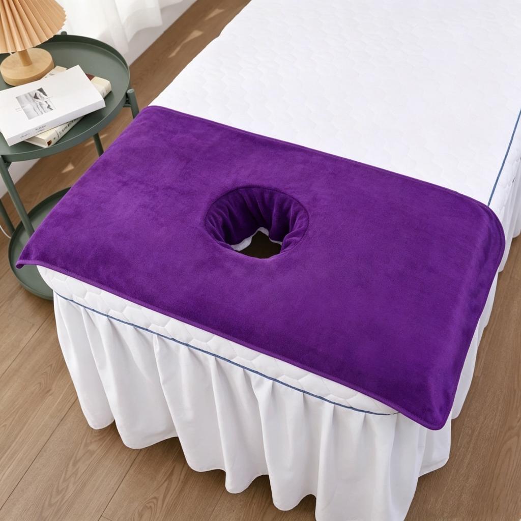 Grape Purple 4080cm Massage Table Face Cradle Cover Towel with Hole for Spa Salon Bed
