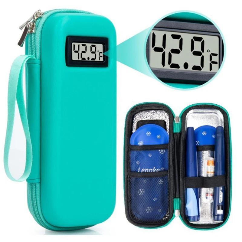 Insulin Cooler Travel Case Mini Insulin Cooler Bag Heat Insulation Temperature Display Medicine Diabetic Supplies Travel Case