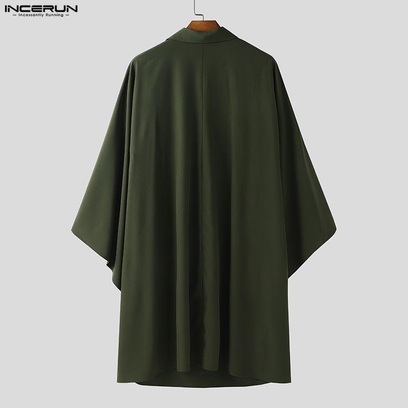 INCERUN Men Spring Long Sleeve Buttons Up Layers Irregular Shirts Cloak Tops
