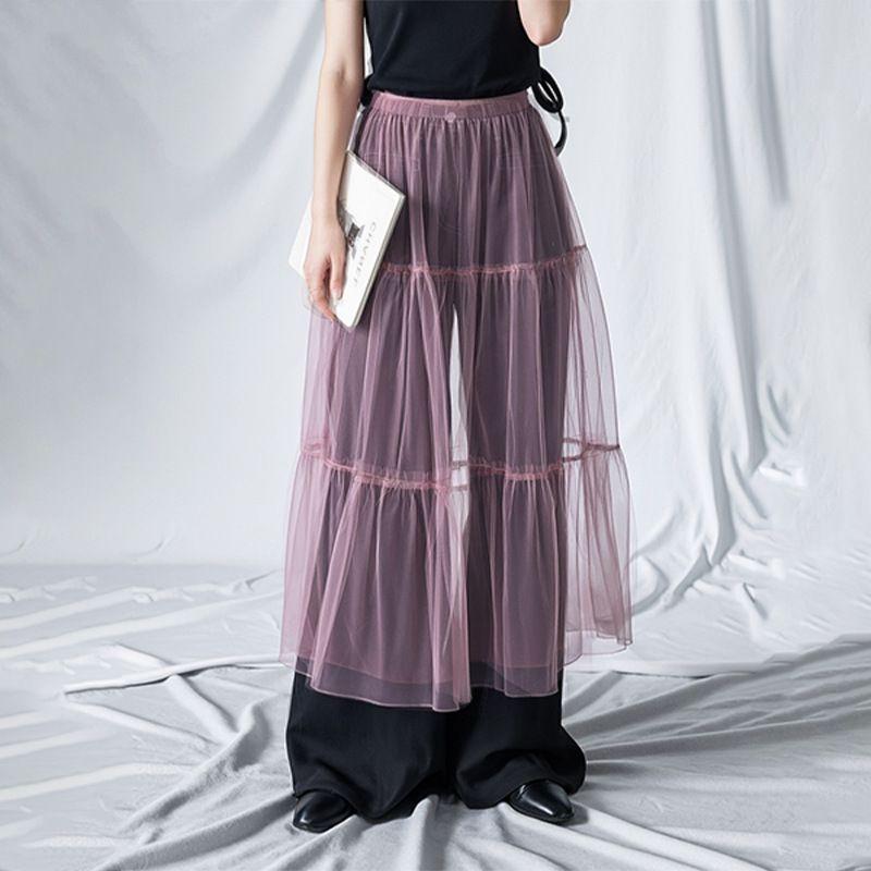 Cross-Border Foreign Trade Japan Fashion Half-Length Perspective Mesh Patchwork Pettiskirt Skirt Overskirt Ruffle Skirt Slip Dress Skirt Curtain