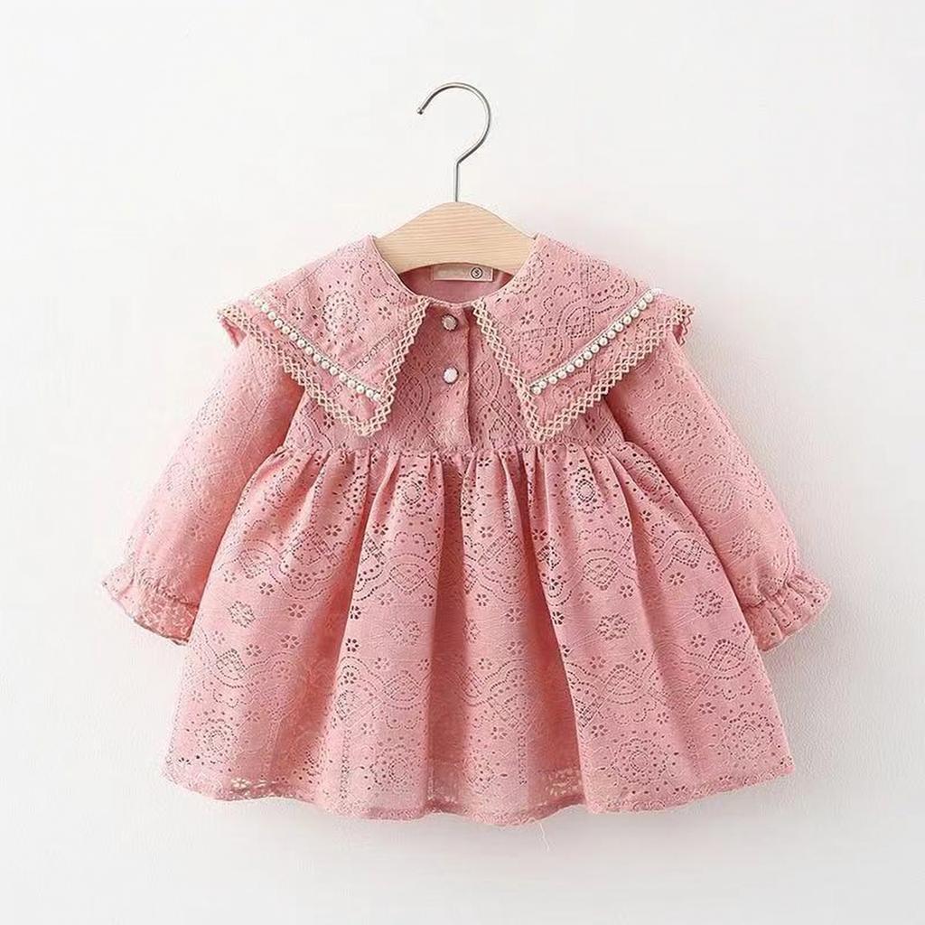 Girls Princess Dress with Lace Big Collar Embellishment for Wedding Birthday Party