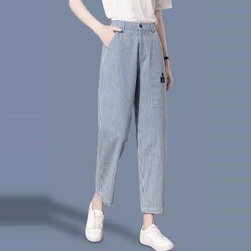 Women s Spring/Summer Striped Jeans: Straight-Leg, Loose-Fit, Slimming Wide-Leg Pants 26