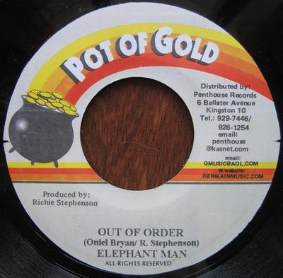 Disco de 7 polegadas ELEPHANT MAN - Fora de Ordem NENHUM Pote de Ouro Jamaica Reggae, Ska & Dub Usado