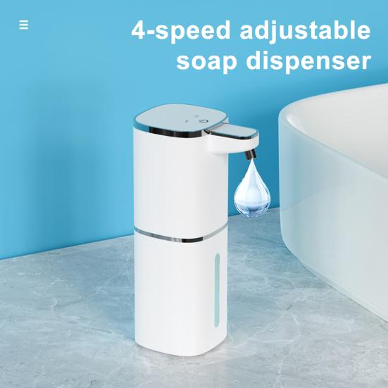Automatic Soap Dispenser Touchless IPX5 Waterproof USB Rechargeable 4-Level Adjustable Volume 10-Second Continuous Flow Soap Dispenser