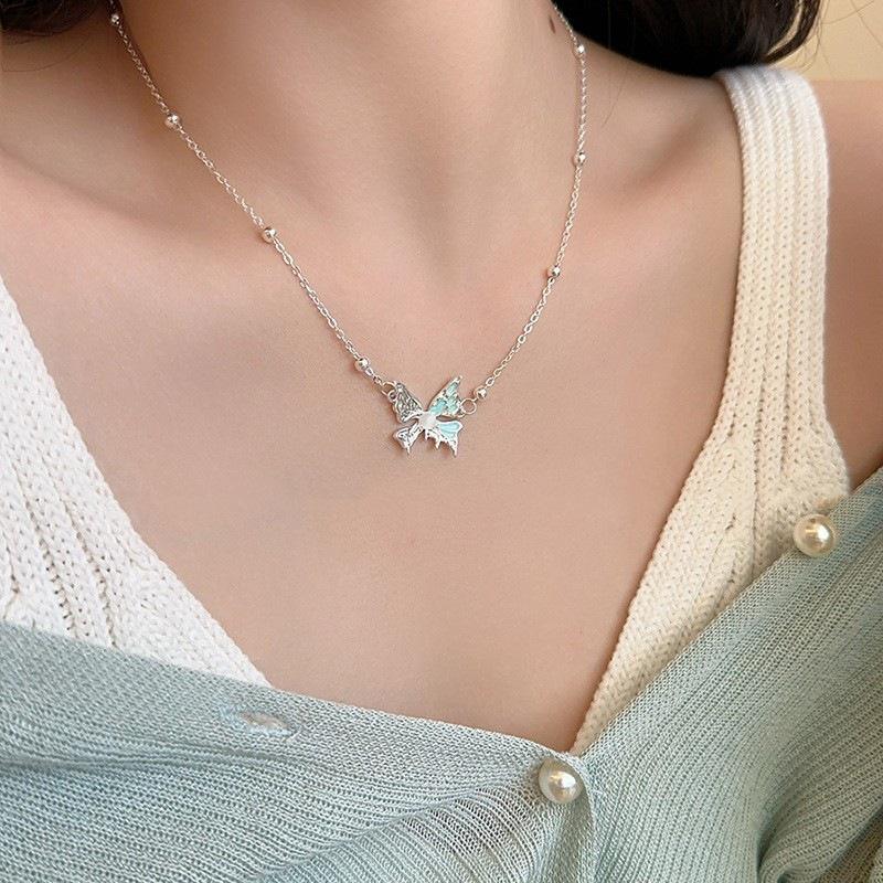 Elegant Liquid Butterfly Pendant Necklace - Women s Trendy Fashion Choker Style