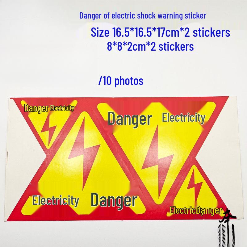PVC Outdoor Triangular Warning Sticker: Caution! Risk of Electric Shock