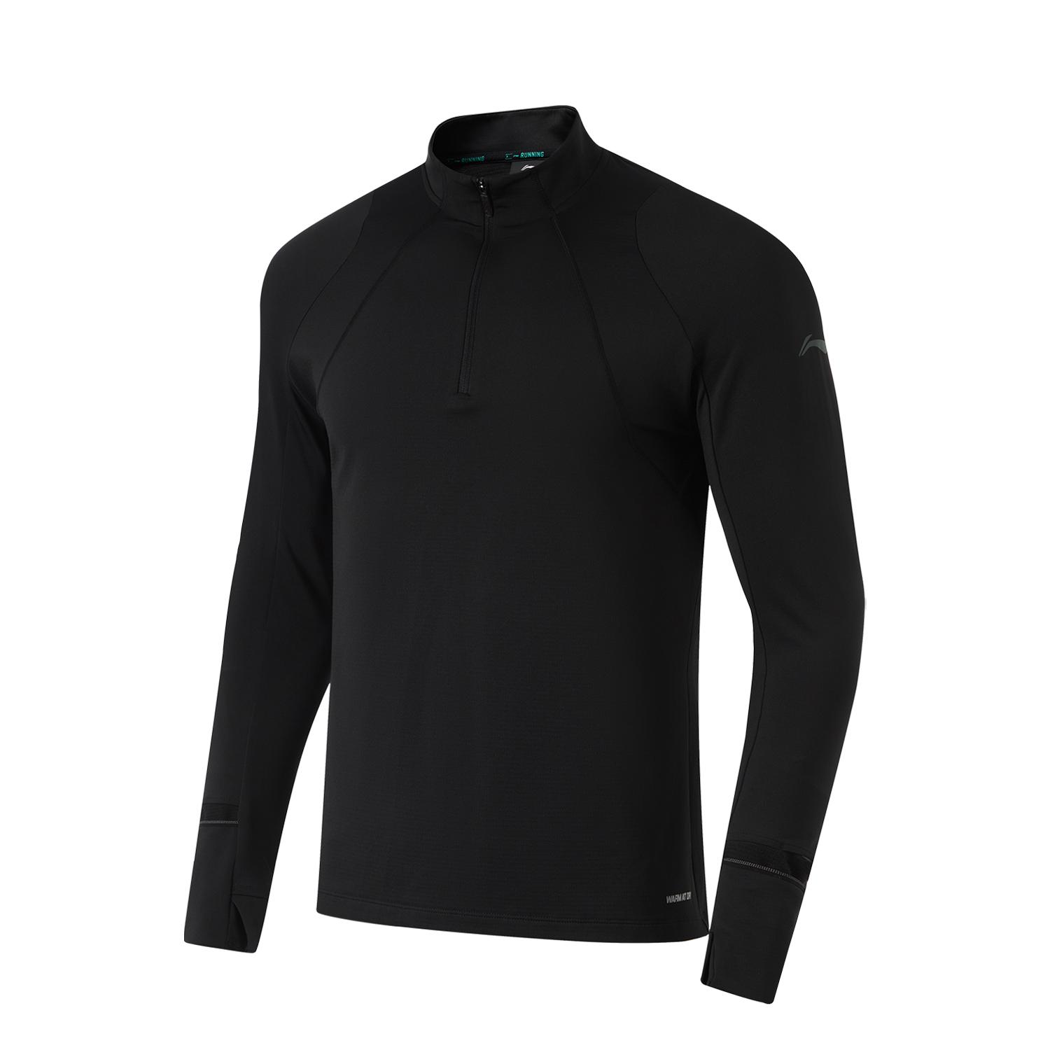 

Li-Ning Plain Pullover Logo Long Sleeve T-Shirt Men Tops Black ATLU057-5 M