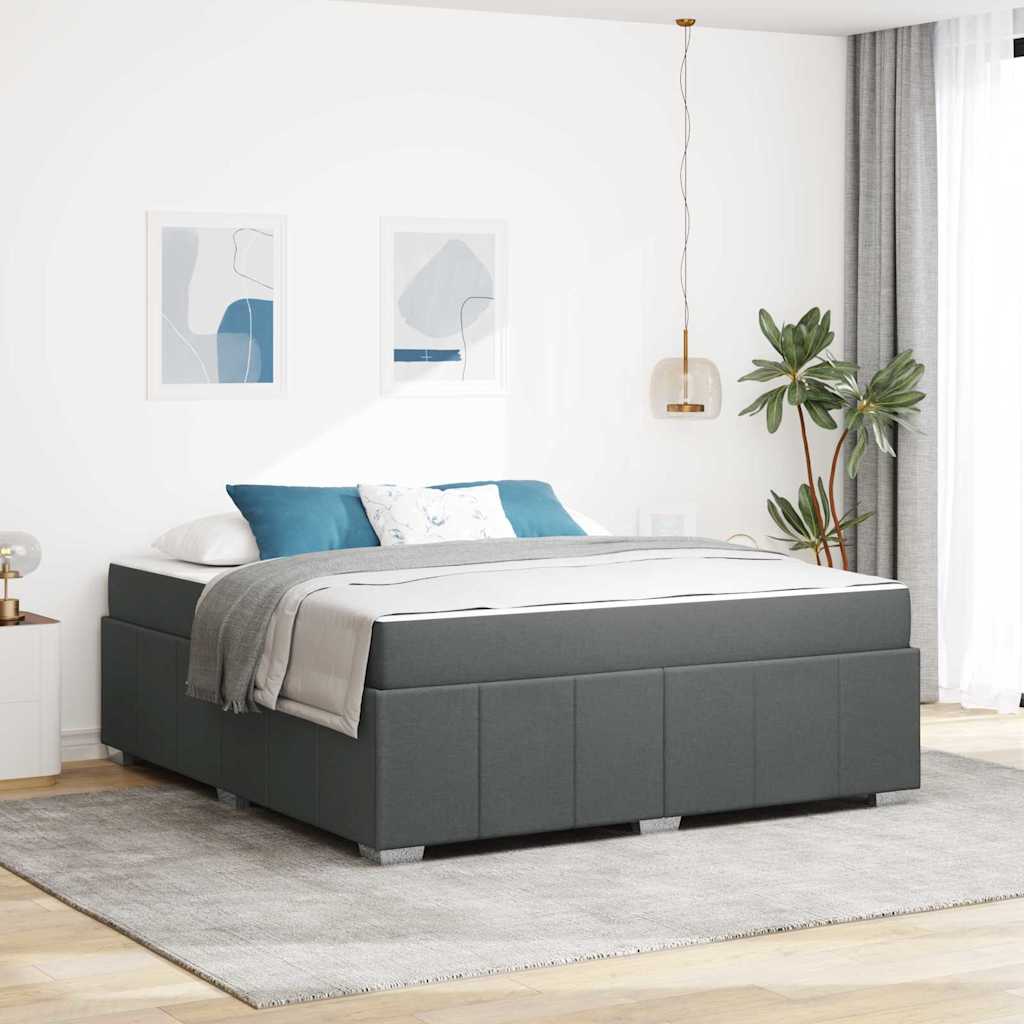 Upholstered Bed Frame with Mattress Dark Grey 180 x 200 cm Fabric