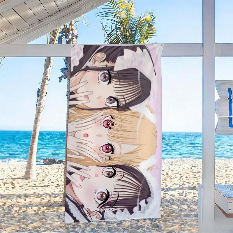 My Dress-Up Darling Marin Kitagawa Anime Beach Towel Microfiber Soft Quick Dry Kawaii Bath Towel For Bathroom Swimming Outdoor