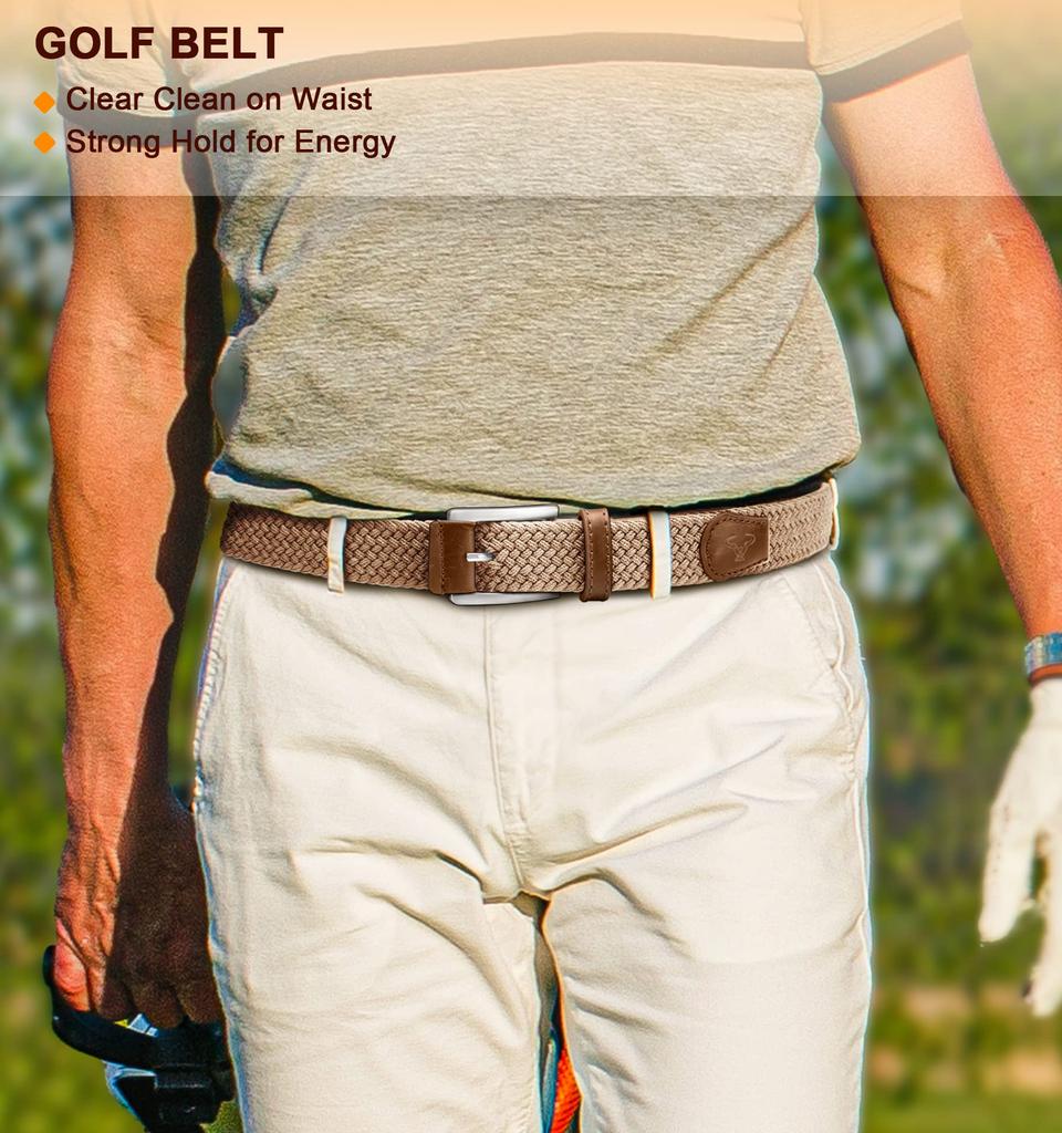BULLIANT Solid Color Mesh Belt with Elastic Braided Stretch Strap for Casual Gift Box Included 105cm Total Adjustable for Waist Sizes Men's Fashion,