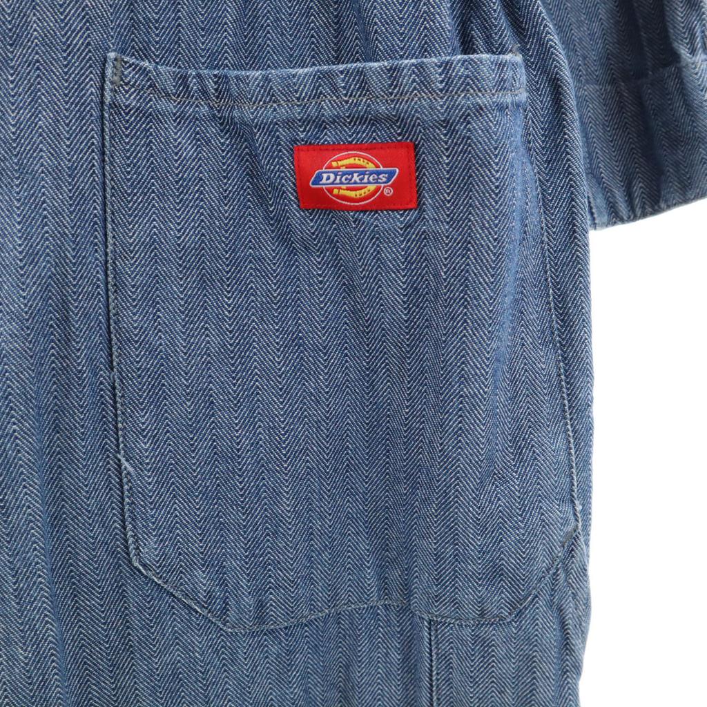 Dickies 90s Old Herringbone Long Sleeve Work All-in-One Jumpsuit L Navy Men's Used
