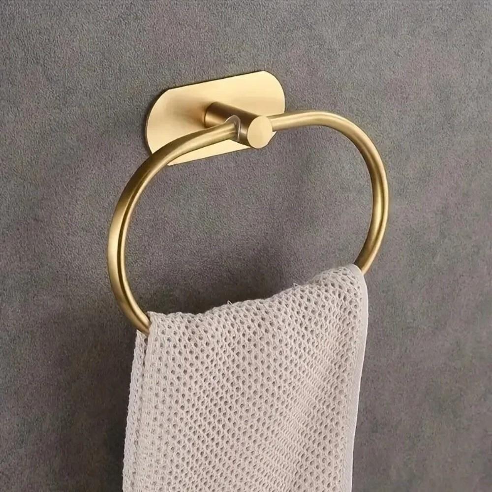 Rustproof Towel Ring Hook Wall Mounted Self-adhesive Towel Holder Hand Towel Holder  Bedroom Use