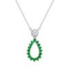 Waterdrop Luxury Design 925 Silver Necklace for Women Green CZ Big Pear Hollow Diamond Pendant with Zircon Stone