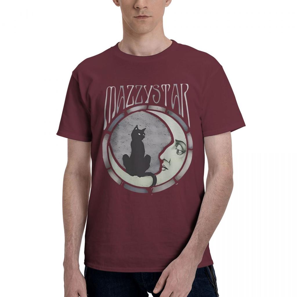Mazzy Star Moon And Cat 100 Cotton Casual Breathable Confortable Cute Mens Clothing Deals Men TShirt