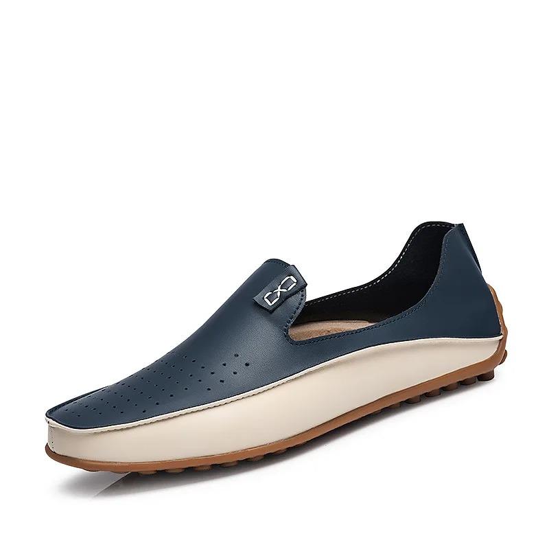 Sommer Männer Casual Wohnungen Fashion Echtes Leder Weiche Mokassins Marke Loafers Hohe Qualität Atmungsaktive Männer Kleid Schuhe Größe 36-47